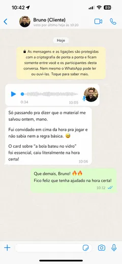 Print de depoimento: aluno usou uma dica do guia no meio do jogo e resolveu a dúvida na hora certa